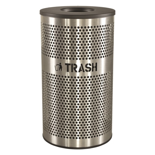 Ex-Cell Kaiser Venue Collection 33 Gallon Capacity Trash Receptacle, Stainless Steel